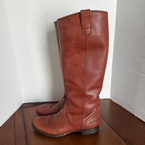 Madewell 1937 Sydney Leather Riding Boot Size 8 Brown Italy Pull On Women's